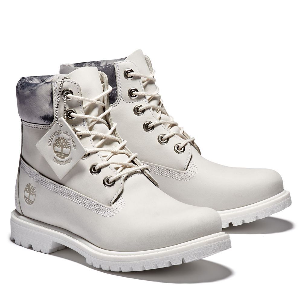 Bocanci 6-Inch Timberland Dama Albi - Premium Waterproof - Romania - FQLHVN431